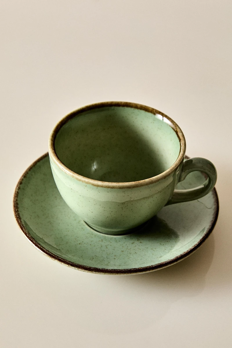 TASSE À THÉ PORCELAINE BORD EFFET ANTIQUE