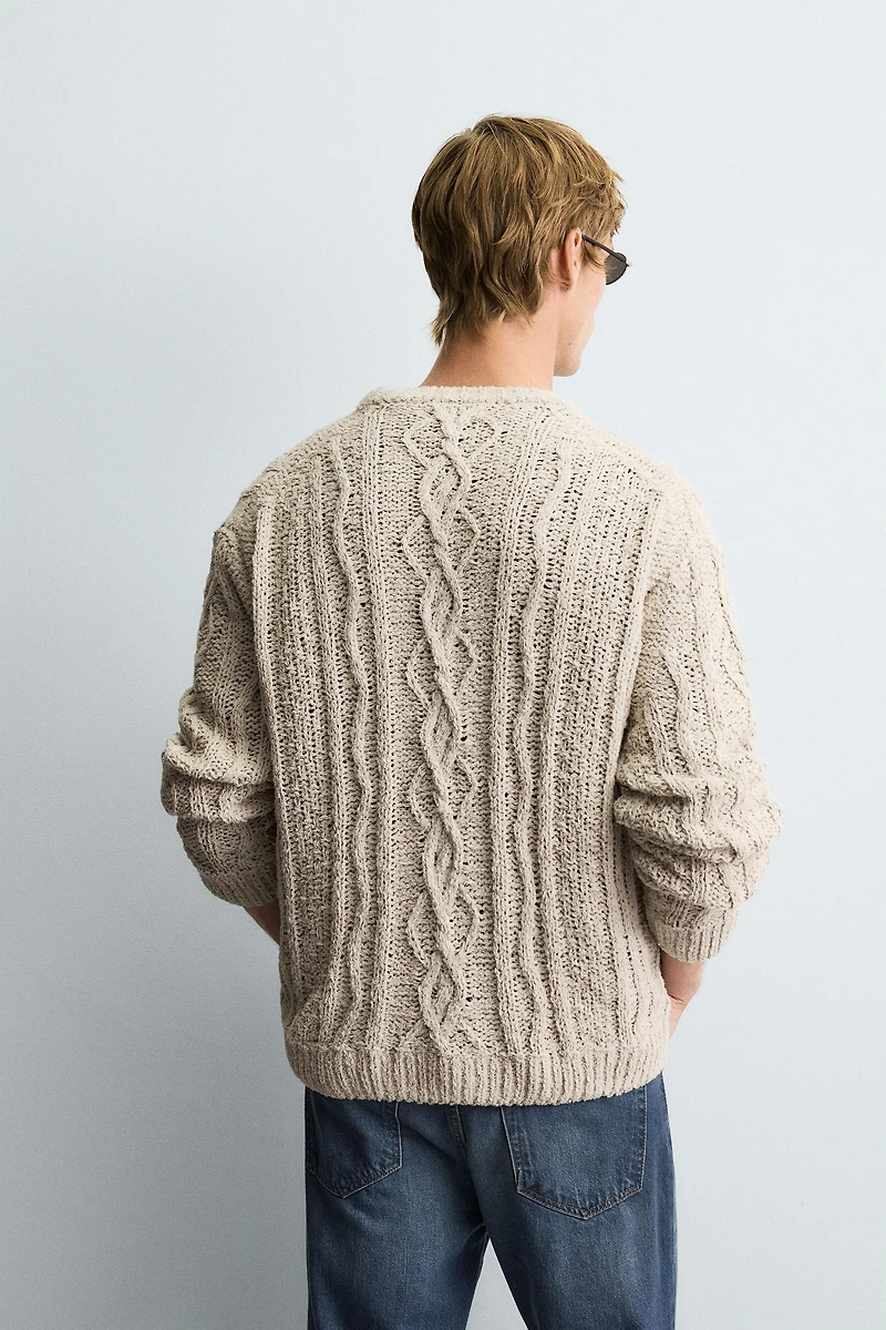 TEXTURED BRAID SWEATER
