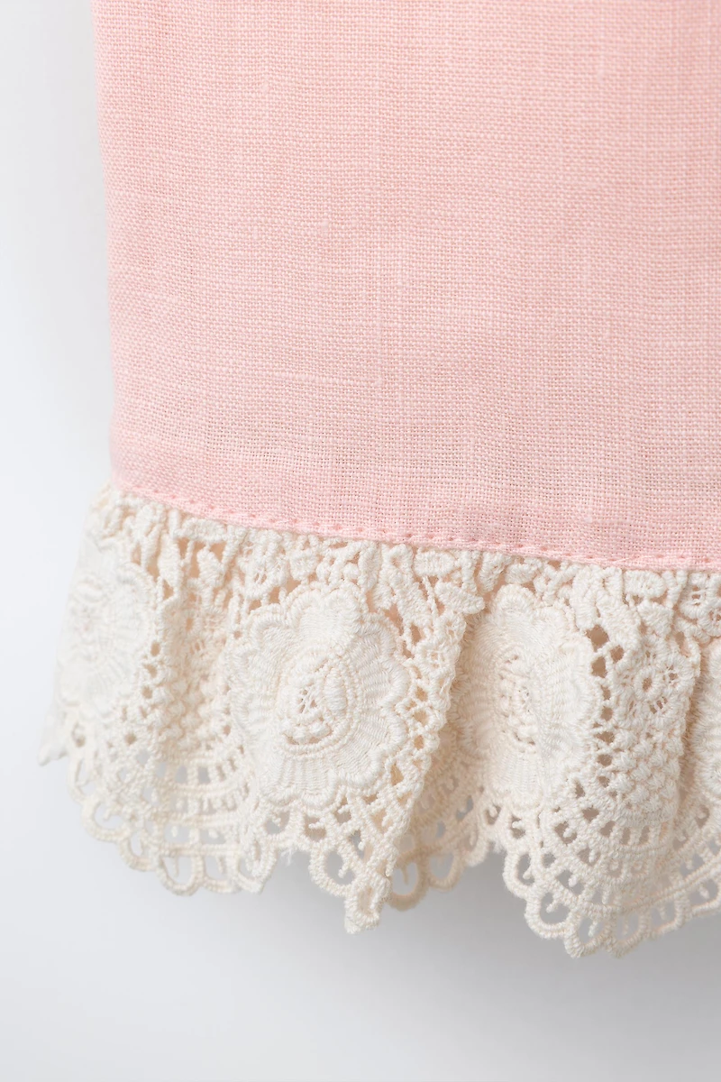 PANTALON DENTELLE 100% LIN