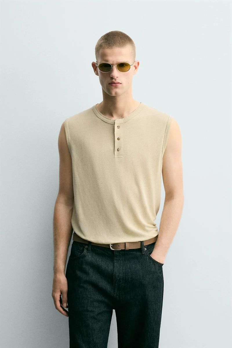 DÉBARDEUR RELAXED FIT EN VISCOSE ET LIN