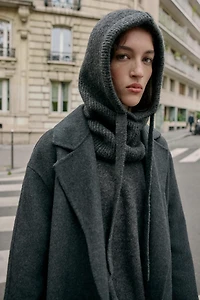RIBBED KNIT HOOD