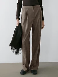Check wool suit trousers
