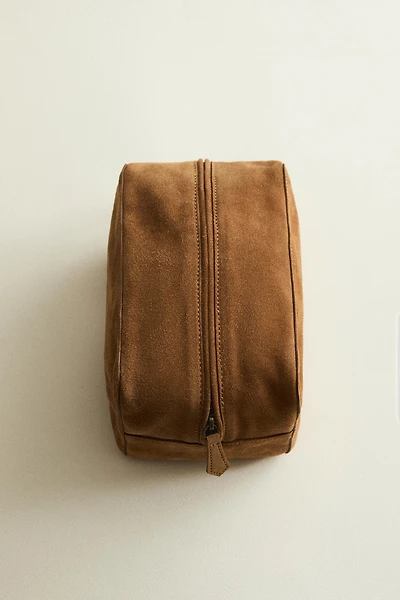 SPLIT LEATHER COSMETIC BAG