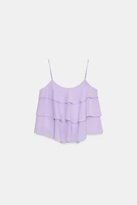 BEADED RUFFLE STRAP TOP