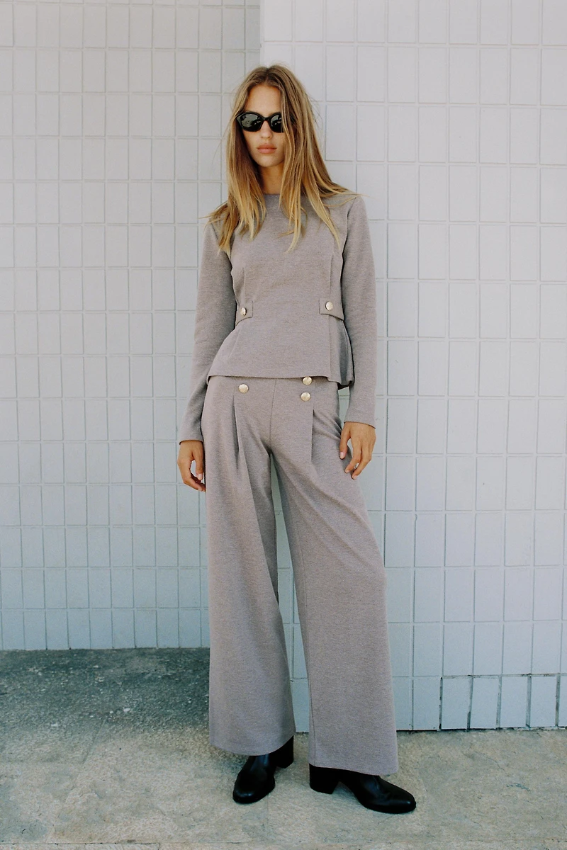 BUTTONED TWILL PANTS