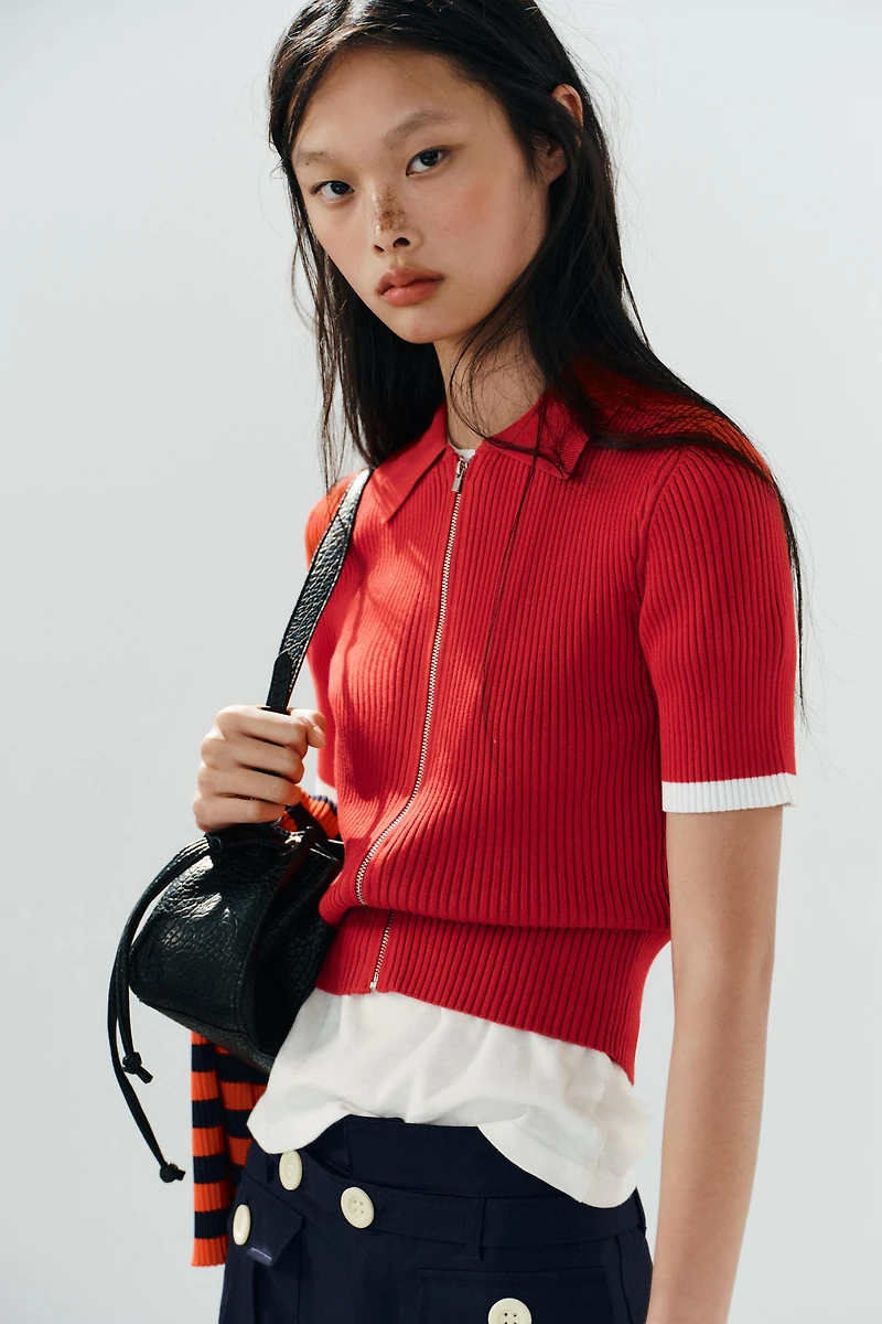 RIB KNIT POLO SHIRT