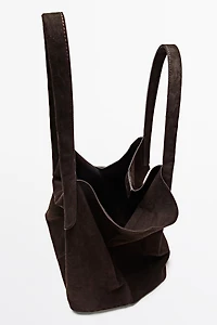 Split leather tote bag