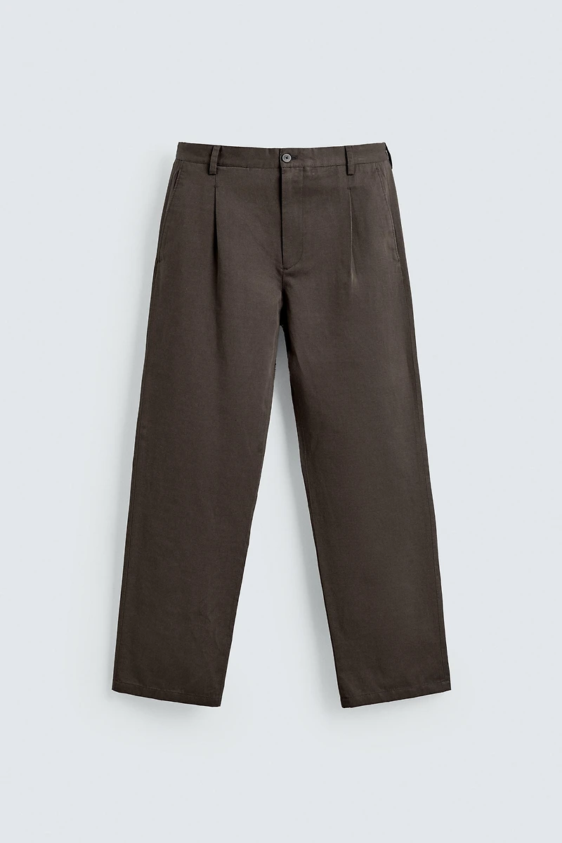 COTTON - LINEN PLEATED PANTS