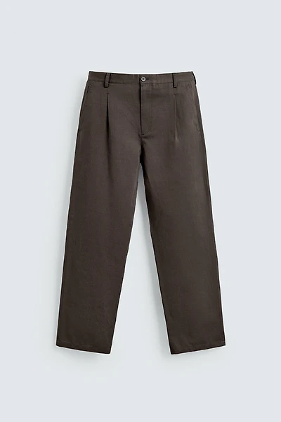 COTTON - LINEN PLEATED PANTS