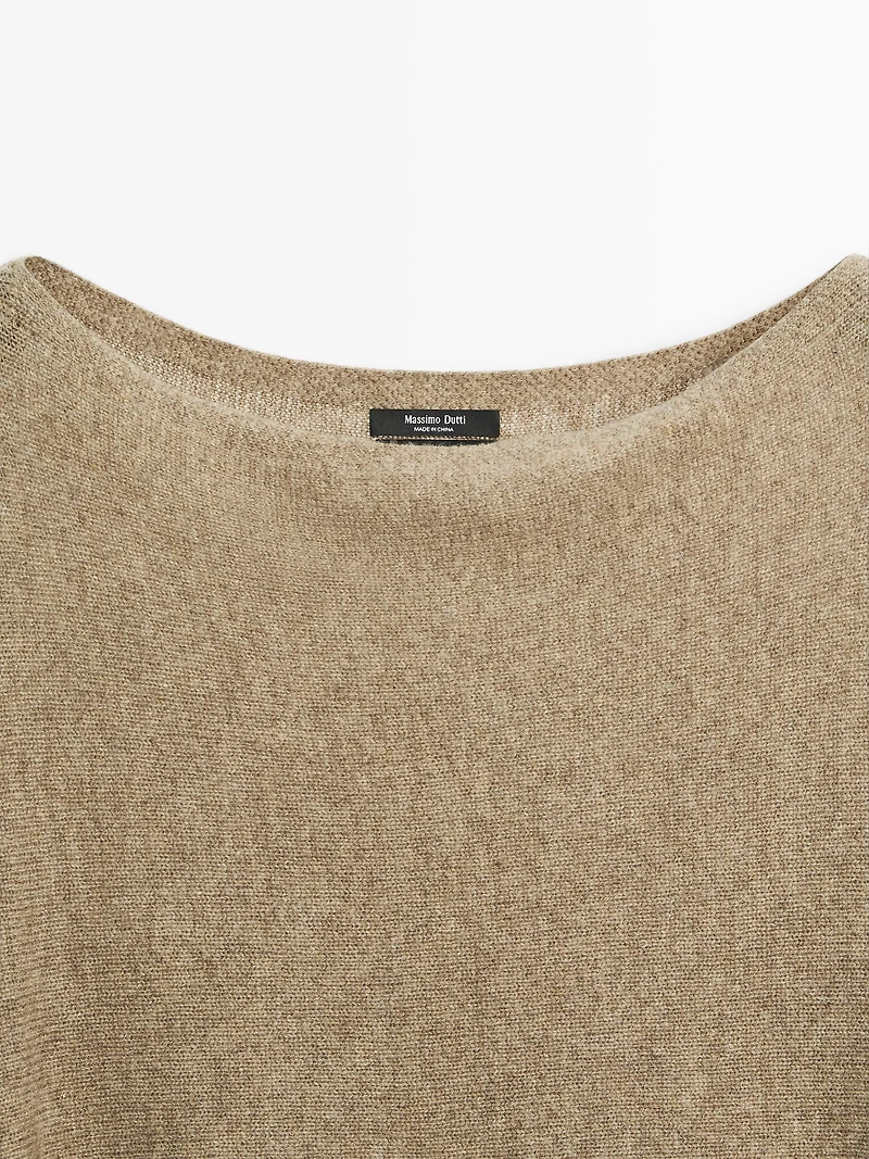 100% wool asymmetric knit cape