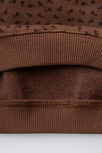 PETER PAN COLLAR LACE TRIM PRINTED SWEATSHIRT