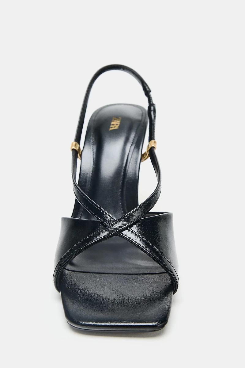 HEELED SANDALS WITH METALLIC DETAIL