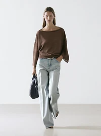 T-shirt en maille col bateau lin