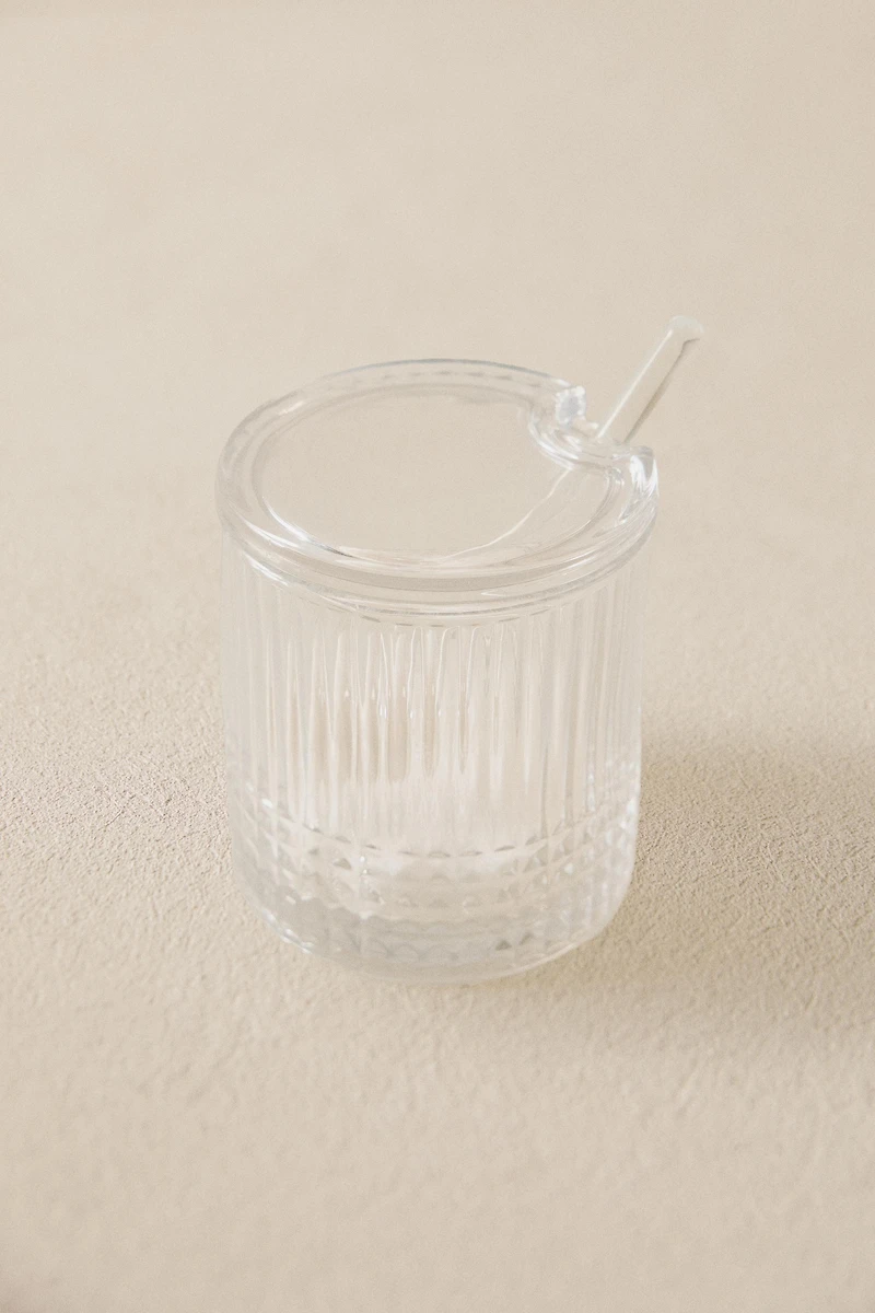 SUCRIER VERRE RELIEF GÉOMÉTRIQUE