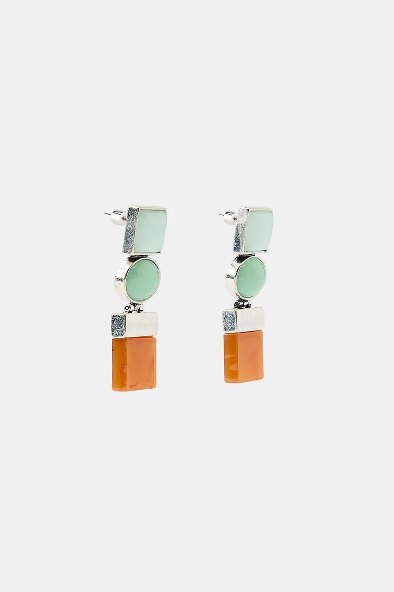 BOUCLES D'OREILLES TRIPLES PIÈCES GÉOMÉTRIQUES