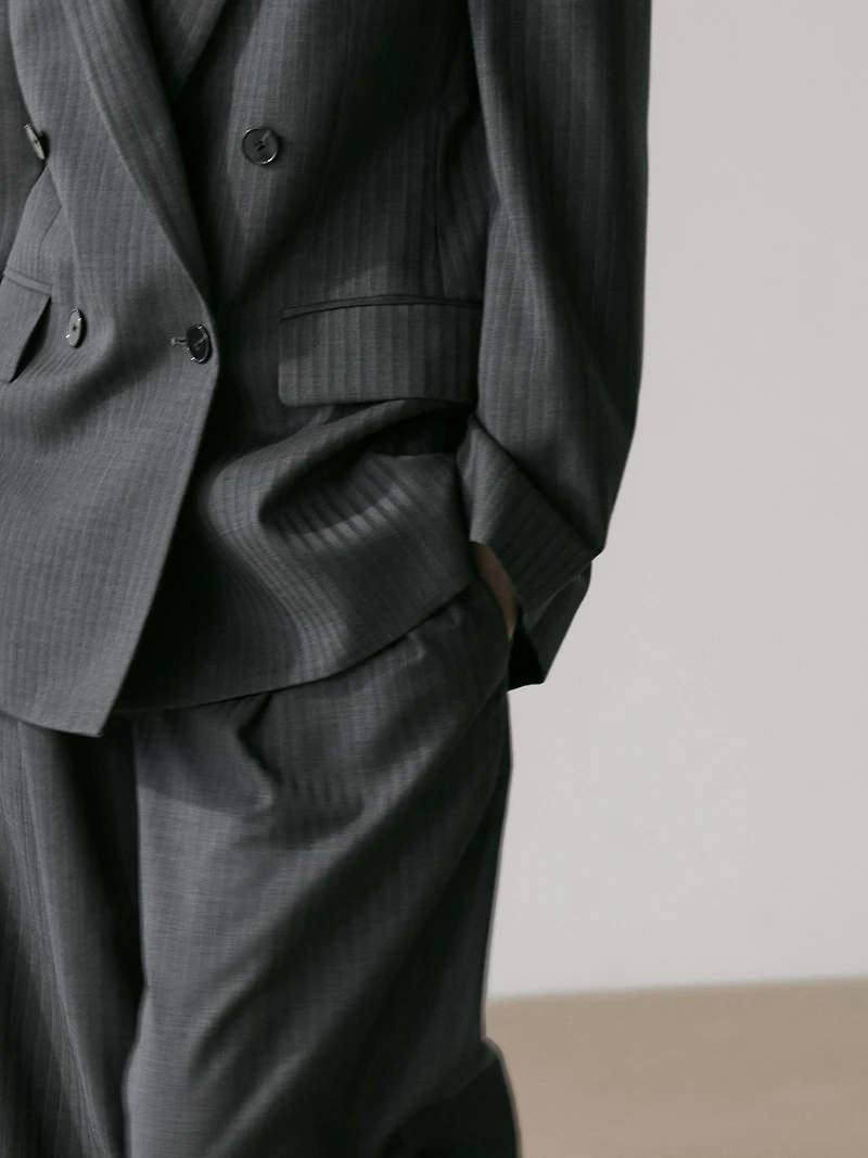 Pinstripe cool wool blend suit blazer