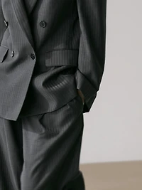 Pinstripe cool wool blend suit blazer