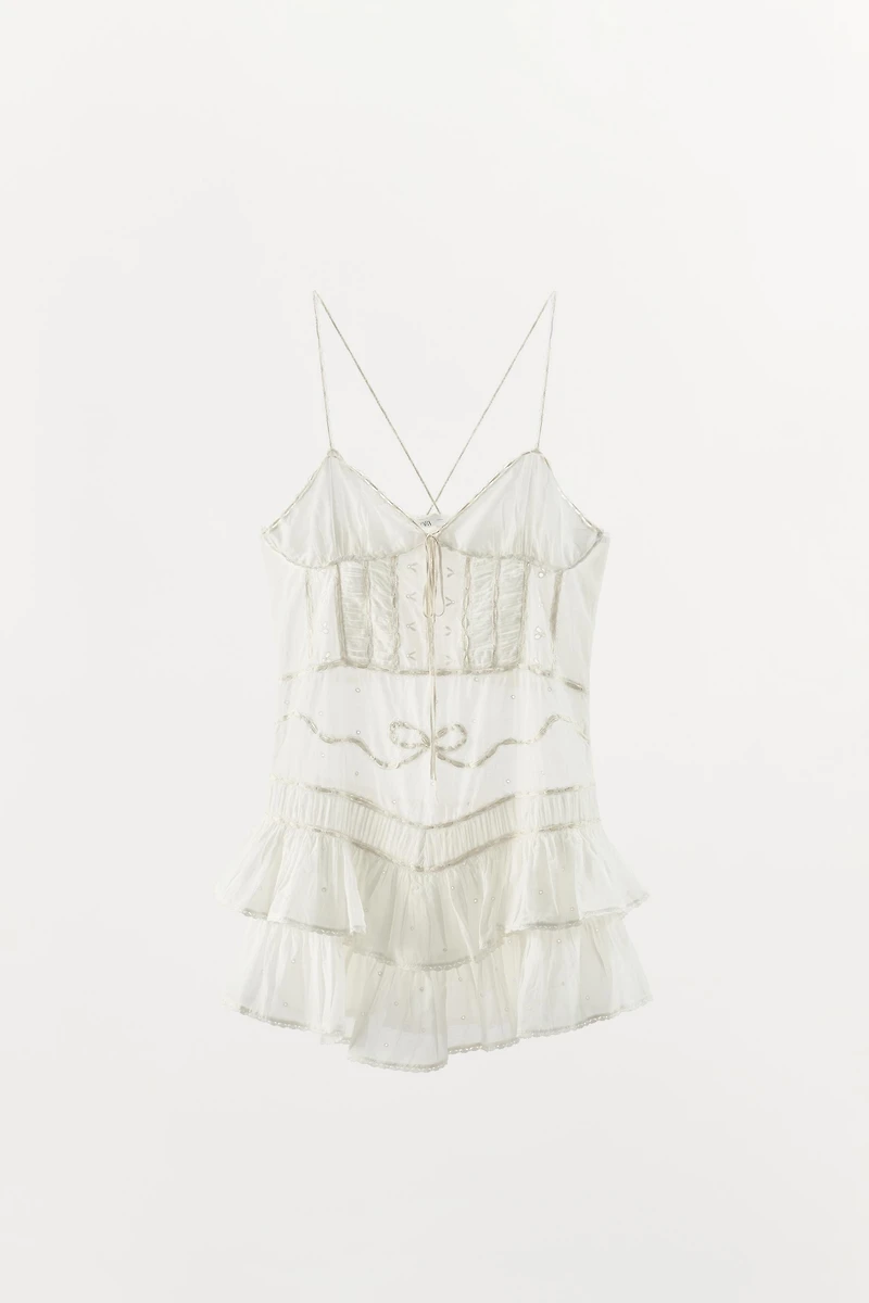 SHORT TIED RUFFLED DRESS