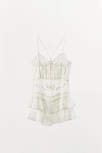 SHORT TIED RUFFLED DRESS