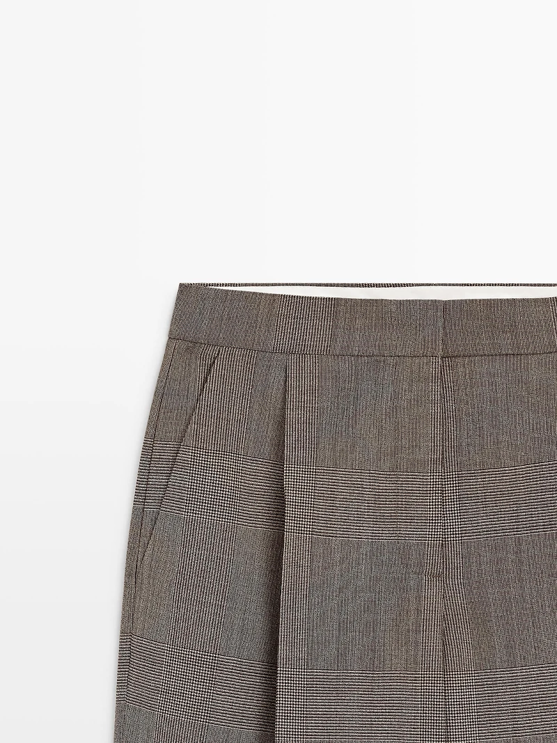 Pantalon de tailleur à carreaux en laine