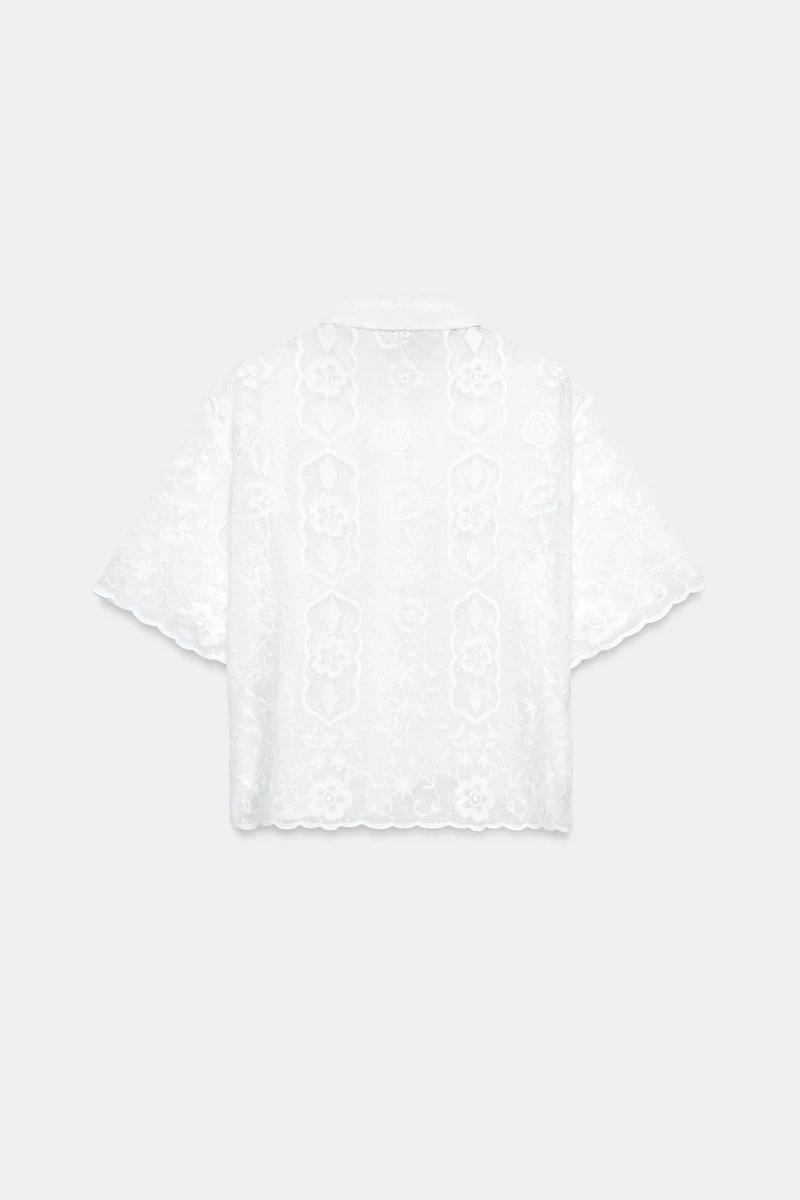 CHEMISE BRODÉE MANCHES COURTES