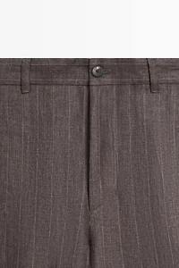 100% linen striped straight-leg pants