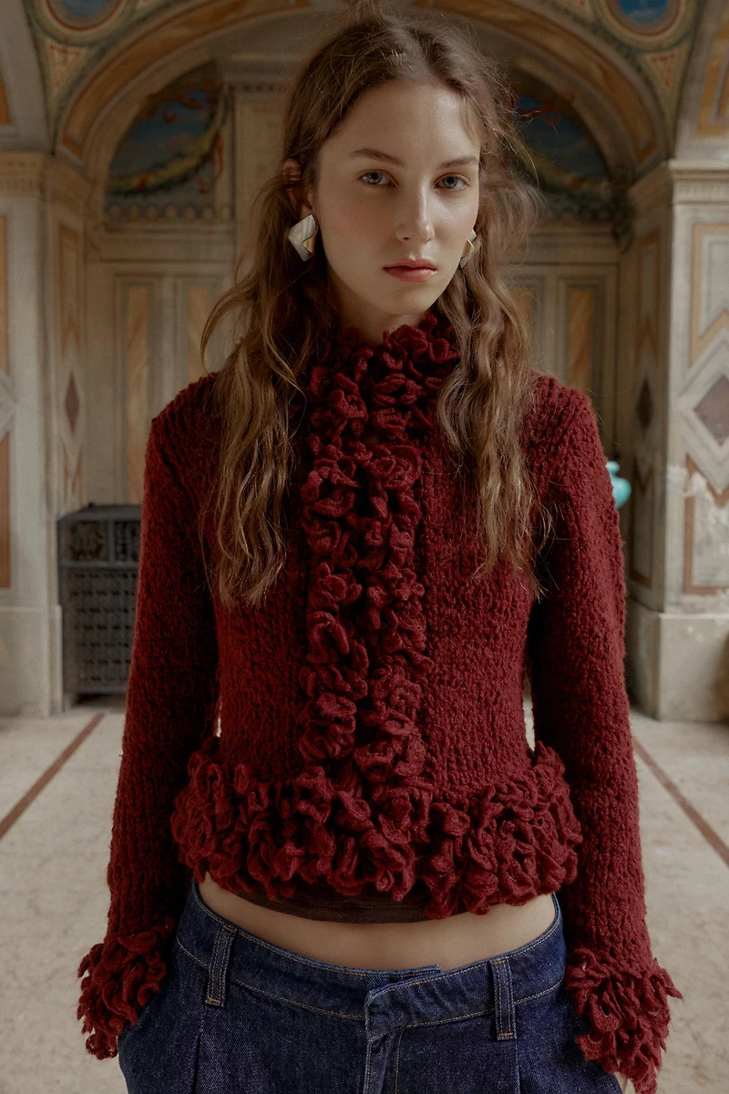 GILET EN MAILLE À FRANGES