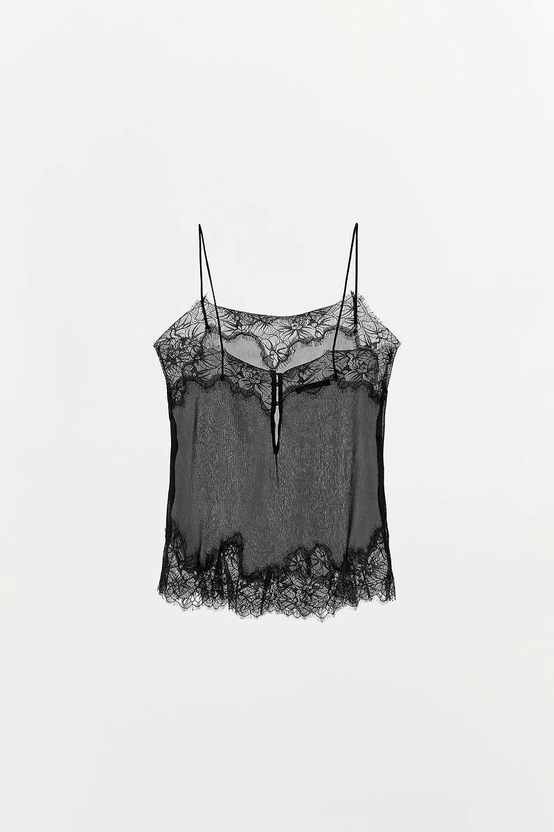 PLEATED LACE TOP