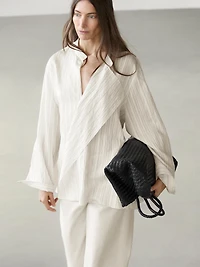 Striped flowing wrap shirt