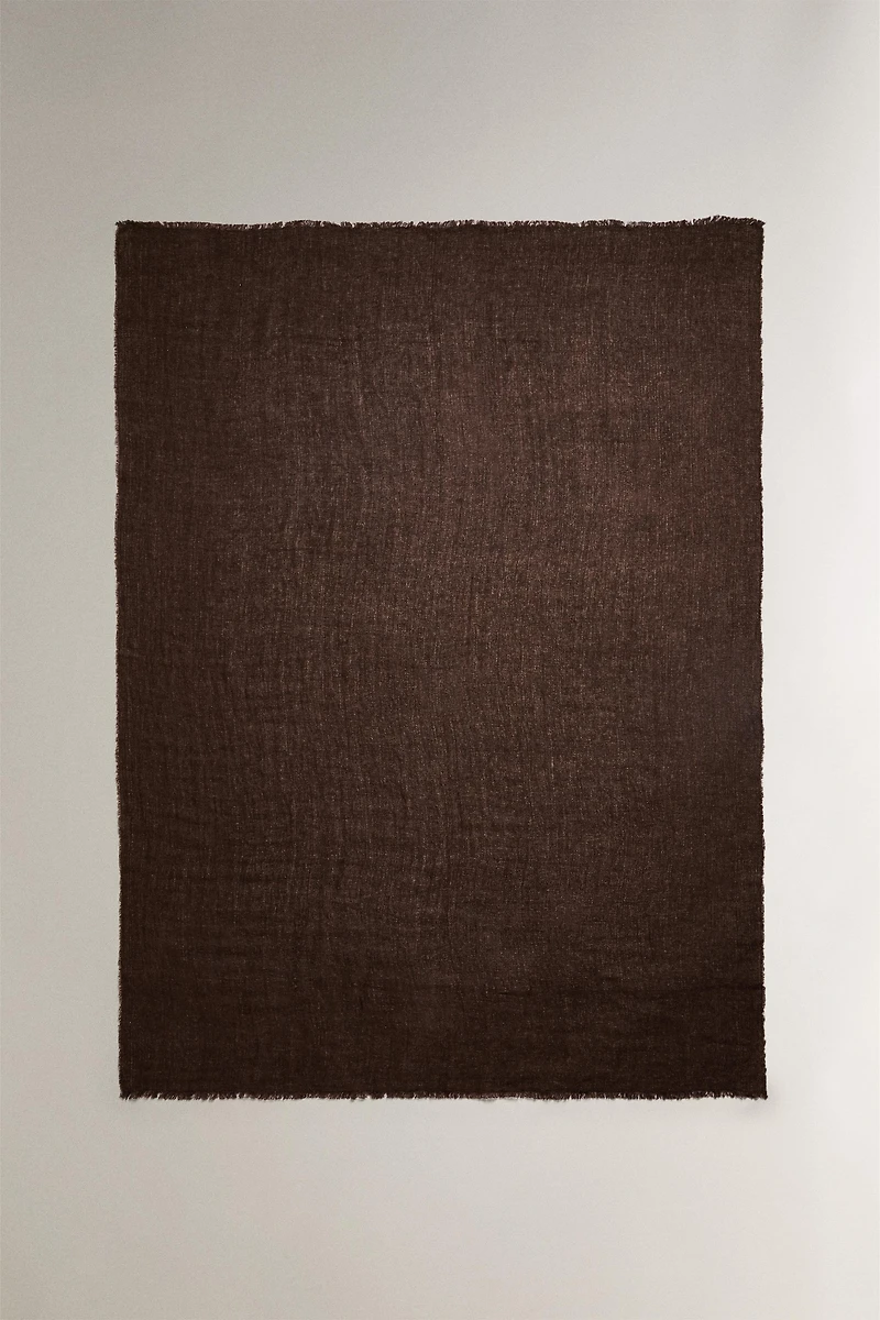 FRINGED LINEN BLANKET