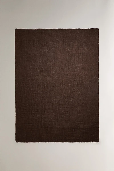 FRINGED LINEN BLANKET