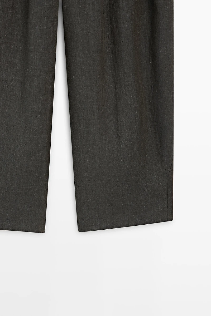 Melange trousers with linen side piece