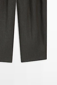 Melange trousers with linen side piece