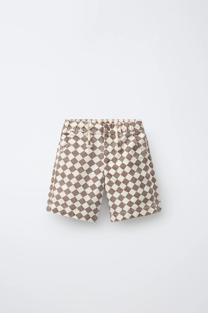 CHECKERED TWILL SHORTS