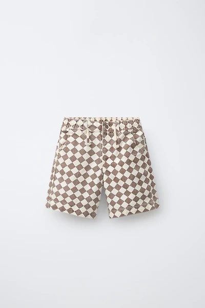 CHECKERED TWILL SHORTS