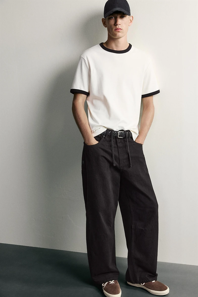 DRAWSTRING BARREL FIT PANTS