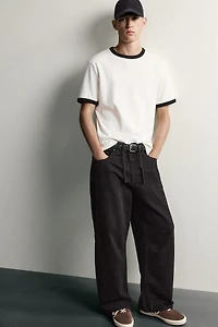 DRAWSTRING BARREL FIT PANTS