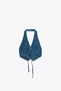LACE-UP DENIM TOP