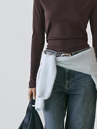 Long-sleeve cotton blend T-shirt