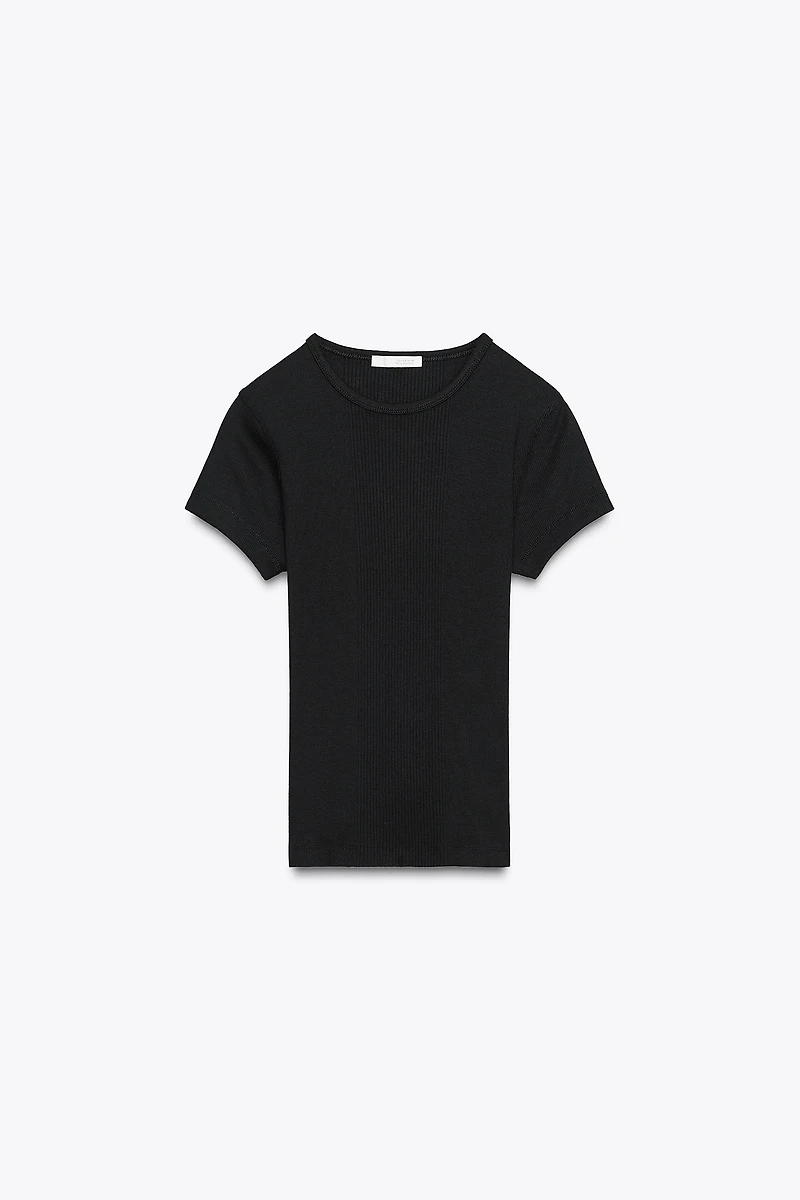 RIBBED SHORT SLEEVE T-SHIRT