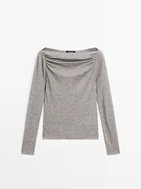 Draped boat neck top