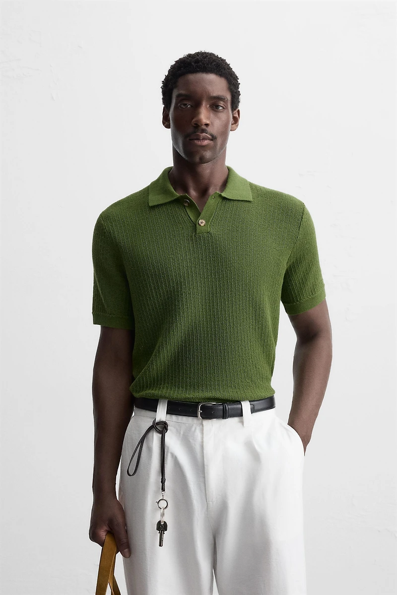 TEXTURED KNIT POLO SHIRT