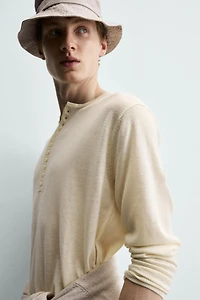 WOOL-COTTON HENLEY JUMPER
