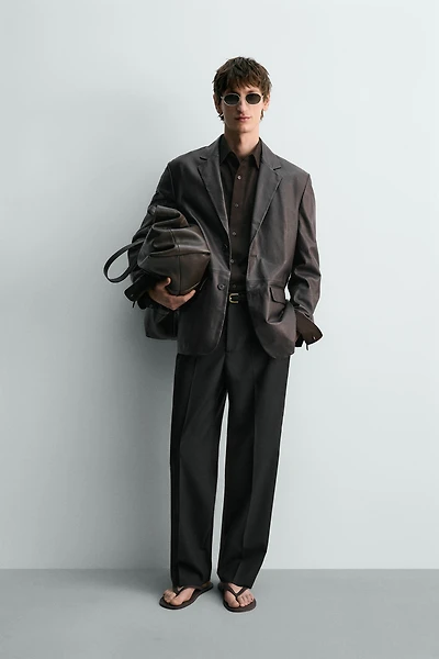 RELAXED FIT LEATHER BLAZER