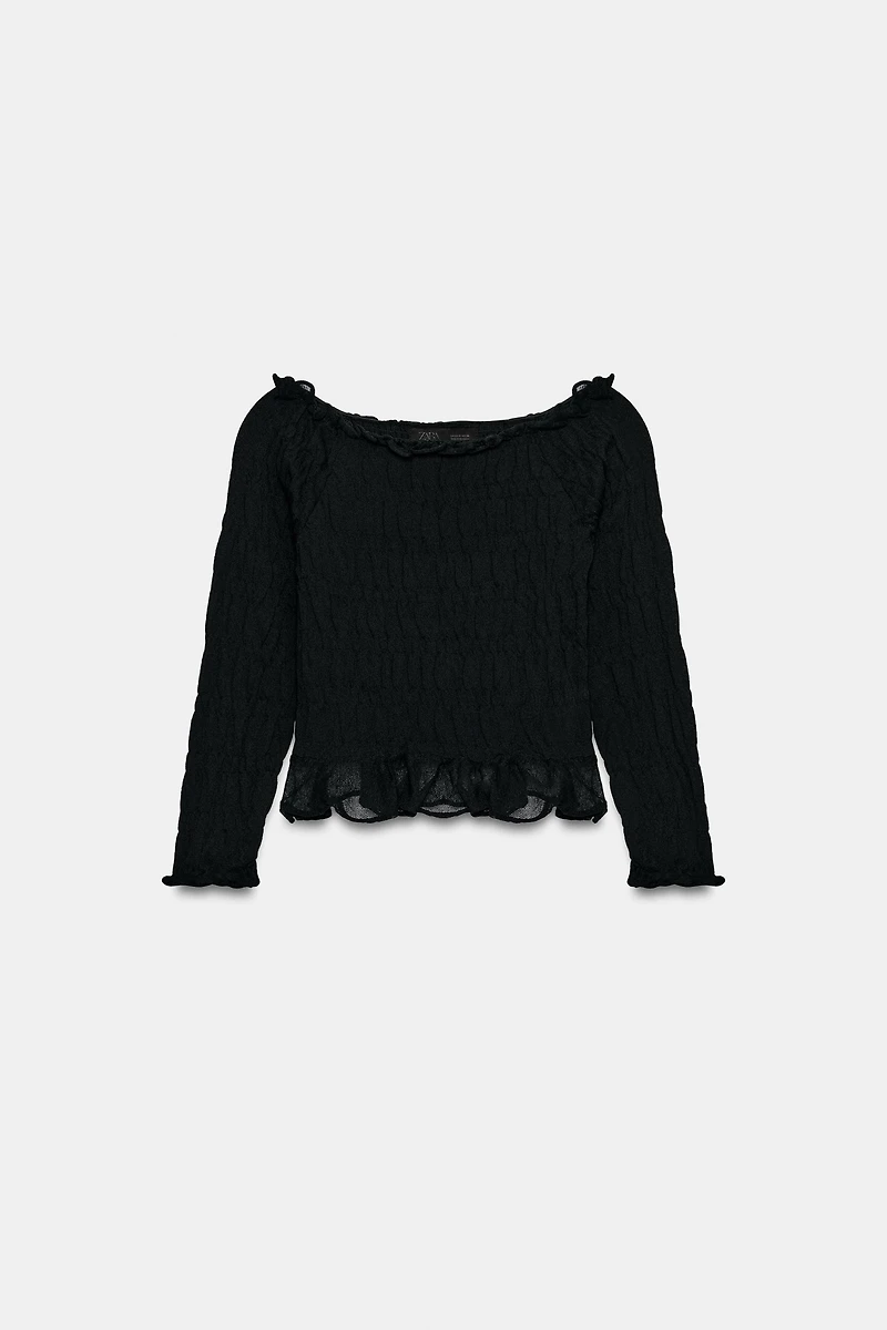 SMOCKED KNIT TOP