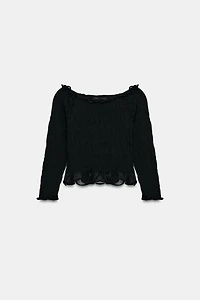 SMOCKED KNIT TOP