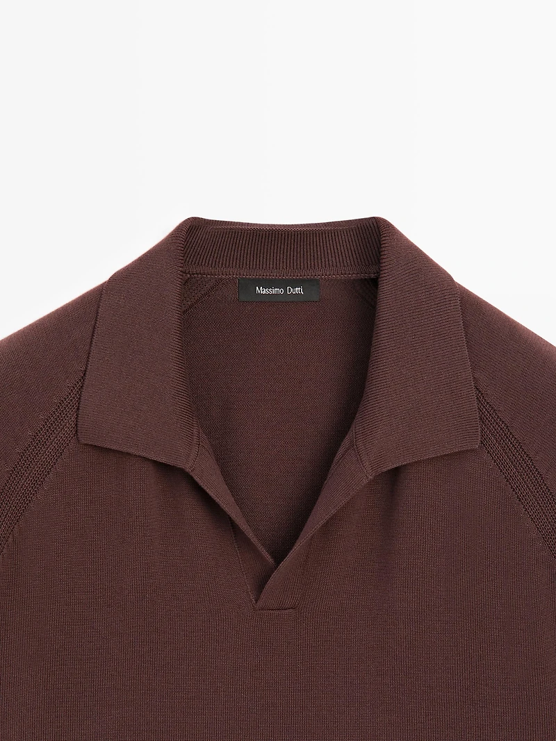 Short sleeve cotton knit polo shirt