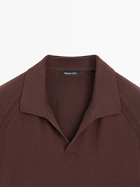 Short sleeve cotton knit polo shirt