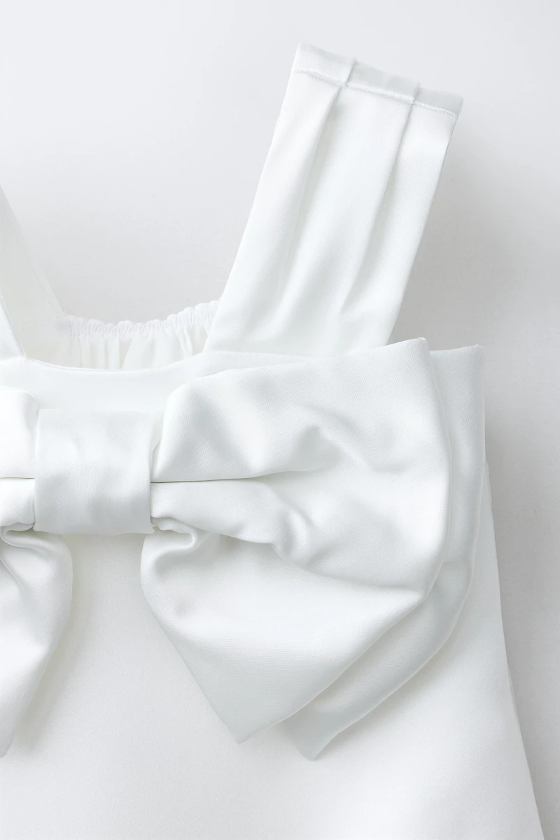 SATIN EFFECT BOW DRESS