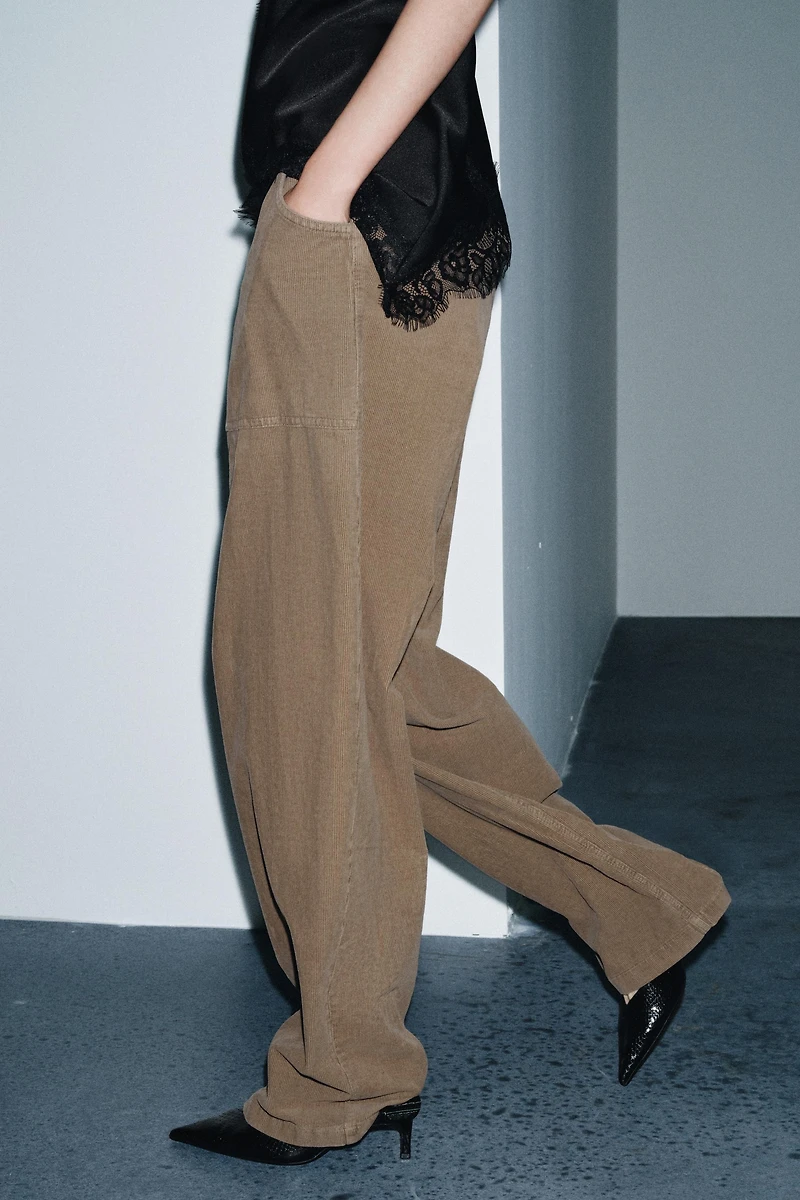 STRAIGHT CORDUROY PANTS WITH POCKETS ZW COLLECTION